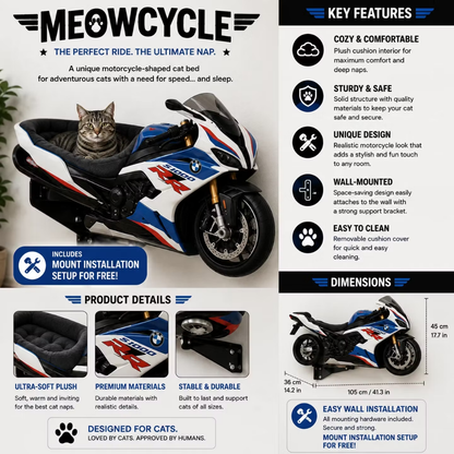 PurrRace™ – Cozy Motorcycle Cat Bed